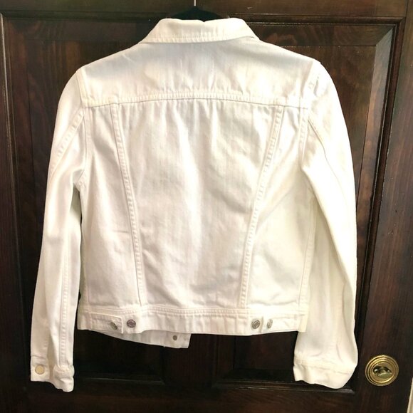J. Crew 100% Cotton White Denim Button Front Jean Jacket Size M - Picture 5 of 8